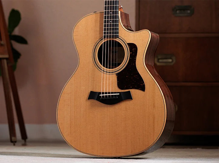 Guitar on ground with blurry background